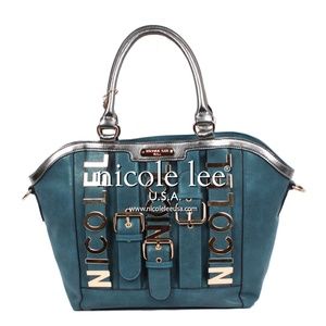 NICOLE LEE ALICE BELT EMBELLISH TOTE BAG (BLUE)